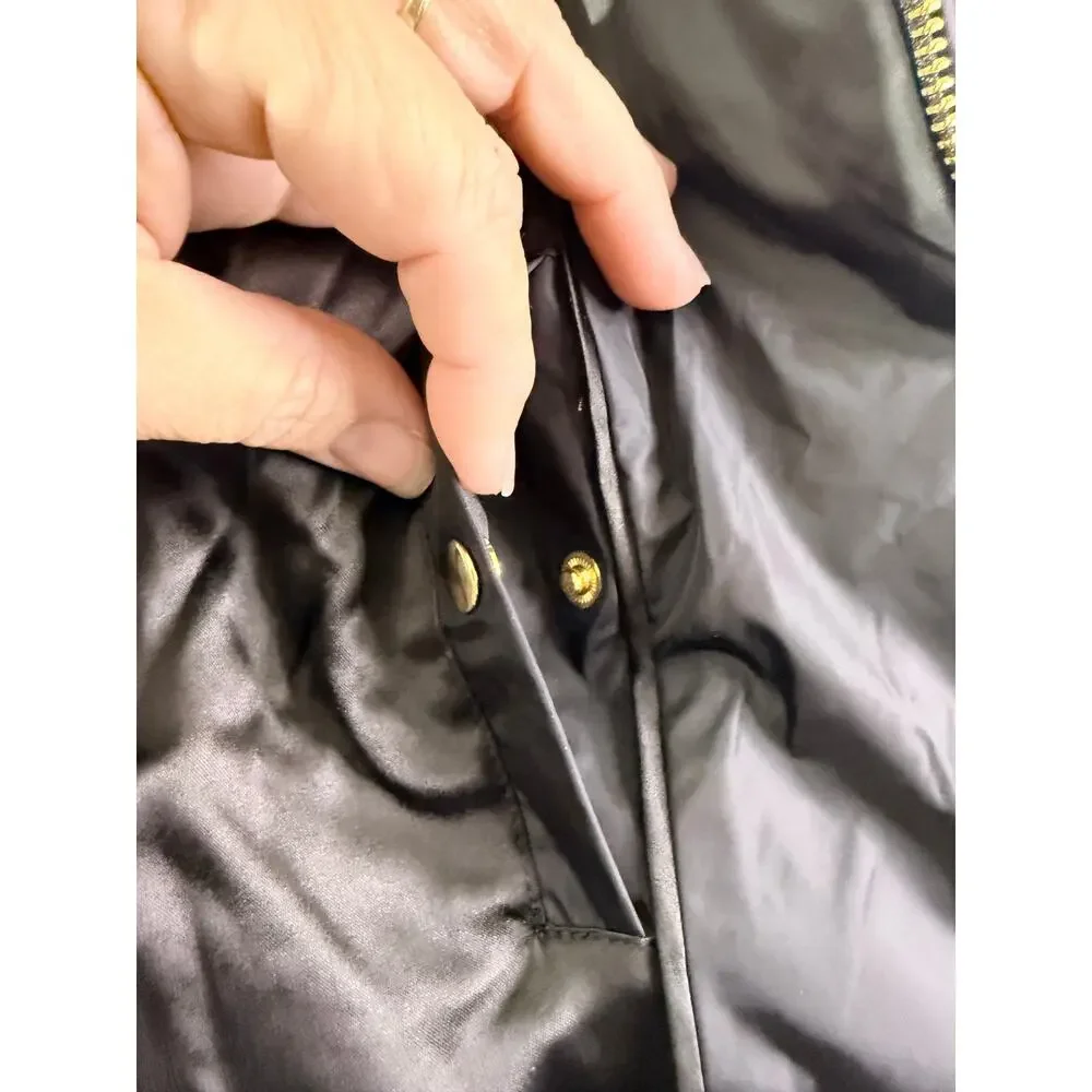 Kate Spade New York down puffer Jacket Size 14 NWOT Peplum Black Womens